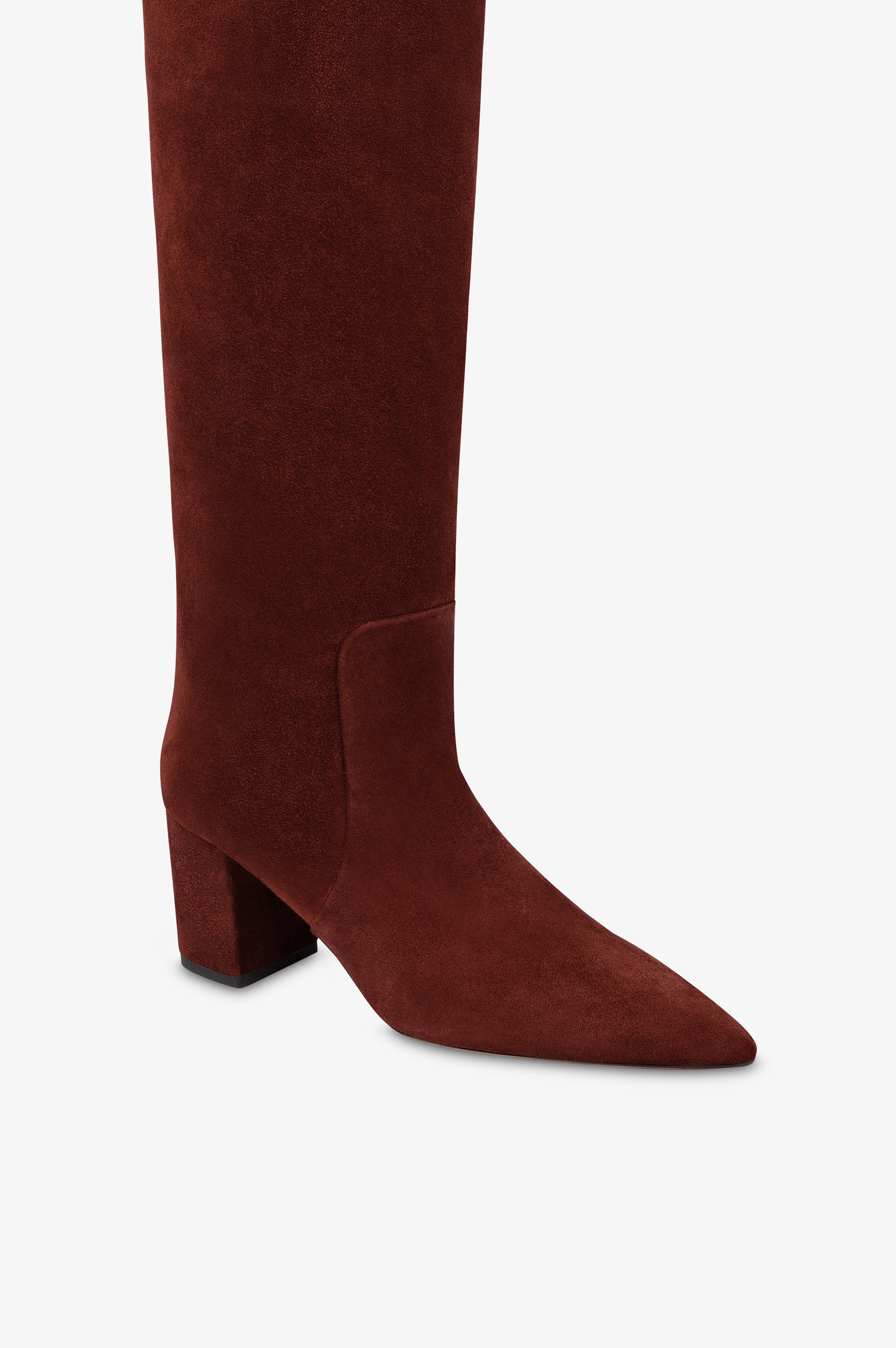 Bottes en cuir suede de veau acajou
