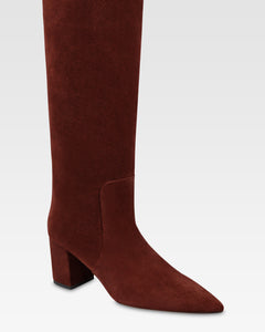 Bottes en cuir suede de veau acajou