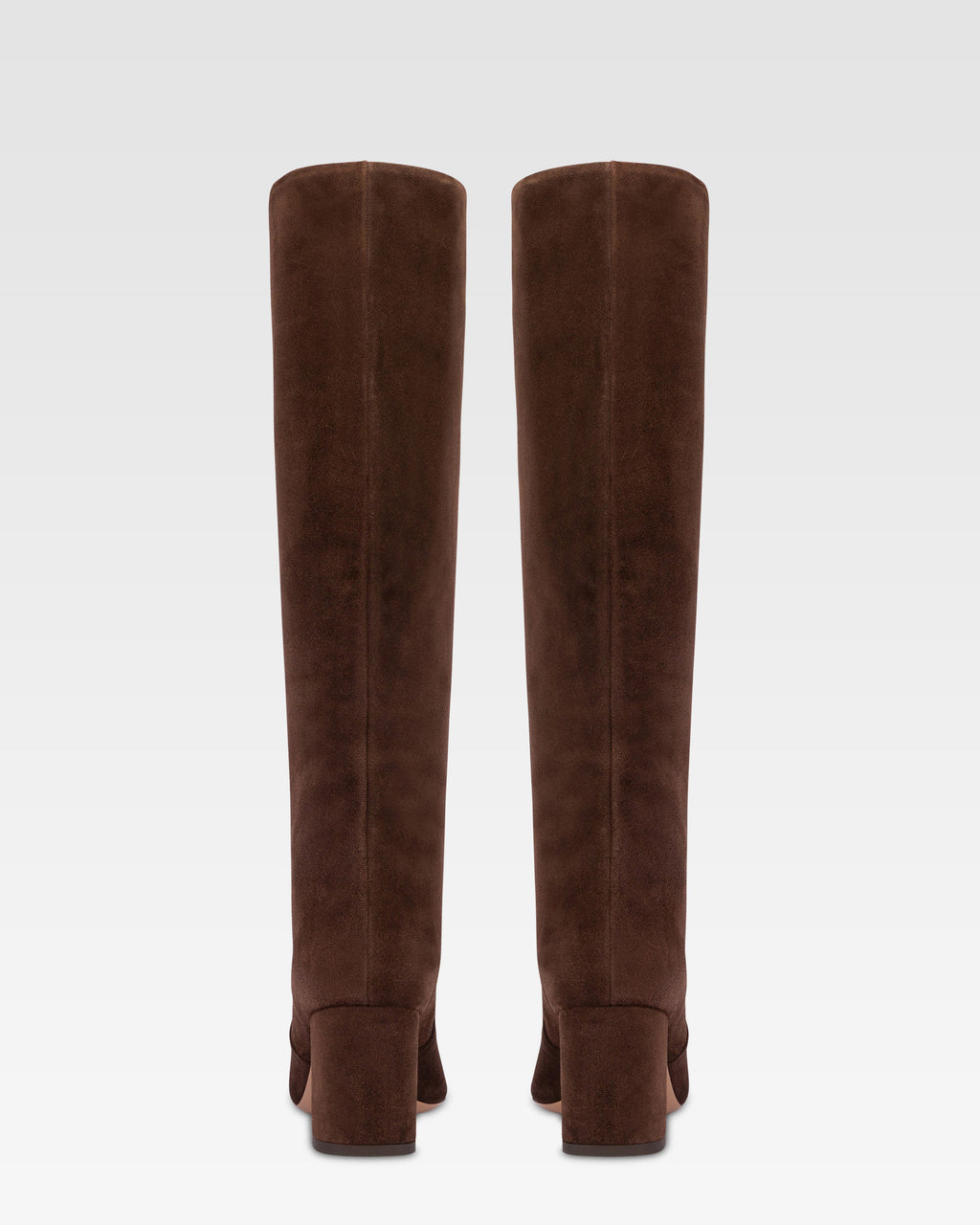 Bottes a hauteur de genou en cuir suede doux et poivre