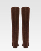 Bottes a hauteur de genou en cuir suede doux et poivre