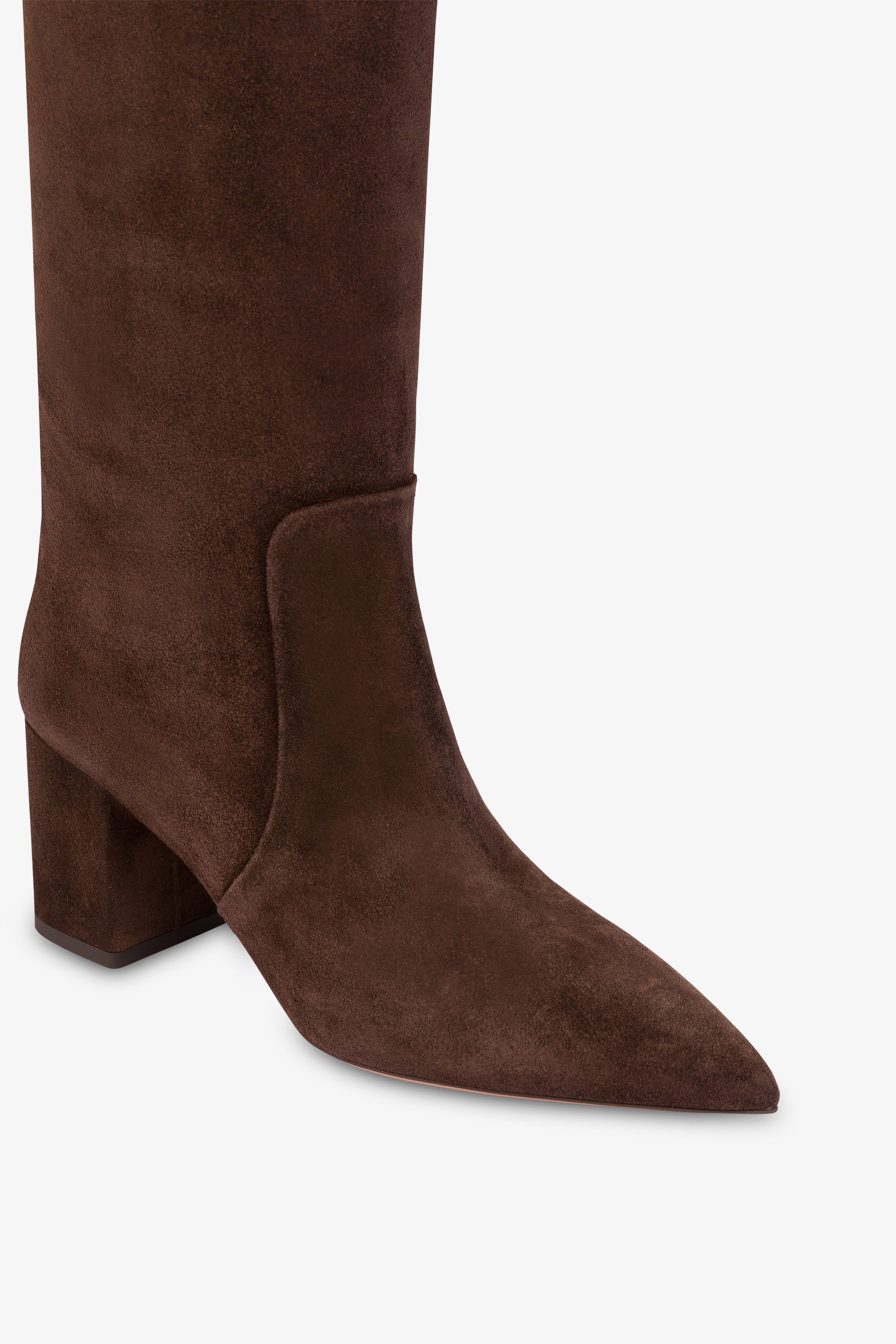 Knee-high boots in soft pepper suede leather