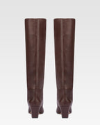 Botas hasta la rodilla de punta fina en piel flexible color moca