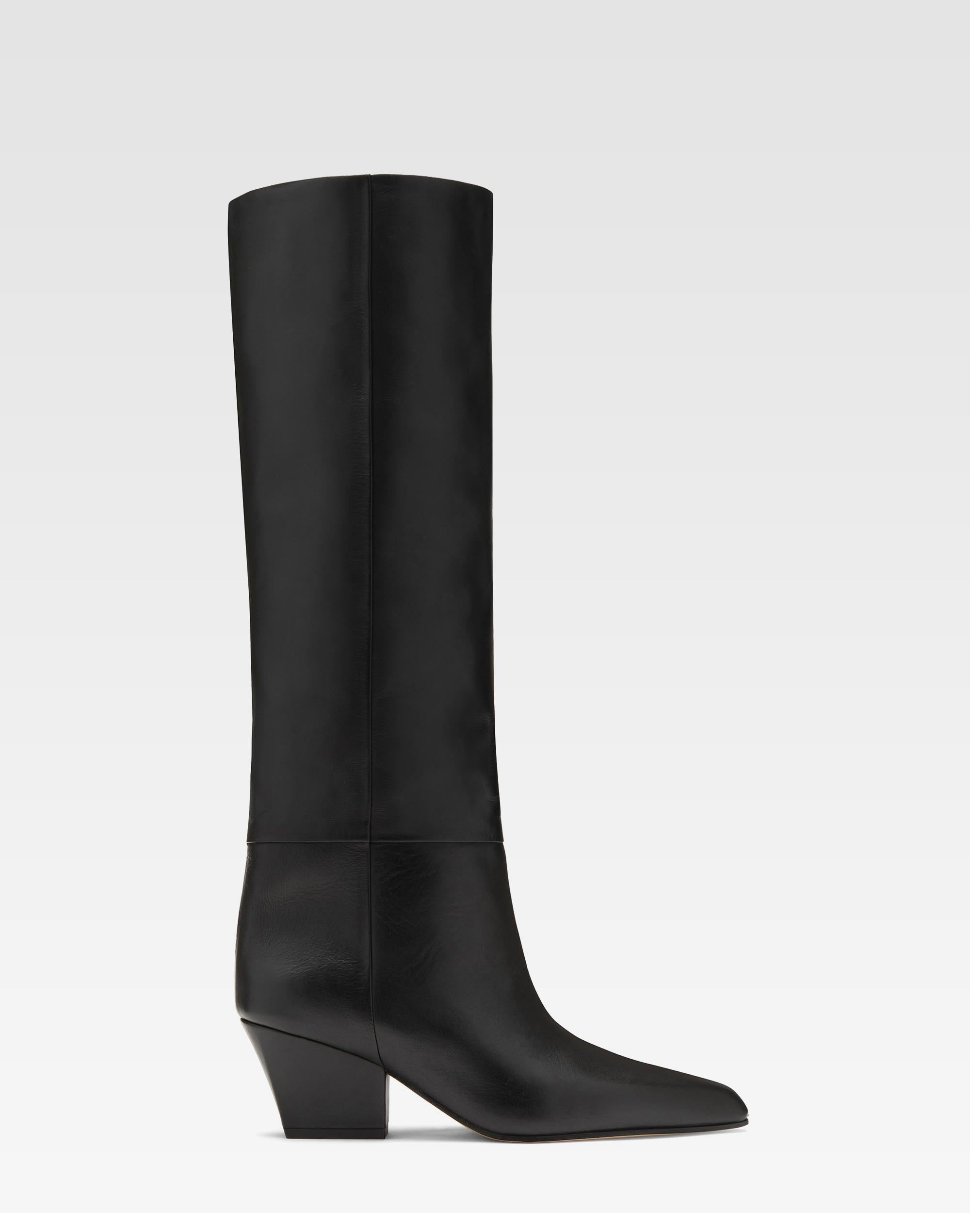 Bottes `a talon 60 en cuir nappa noir