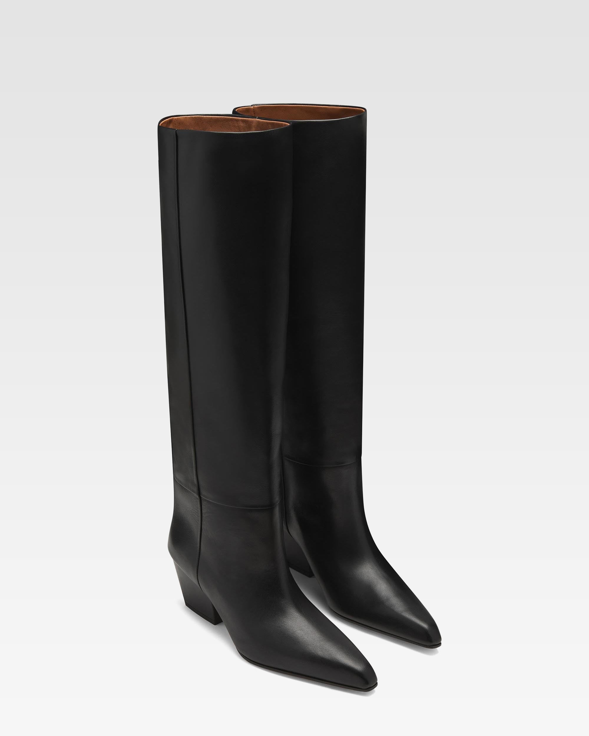 Bottes `a talon 60 en cuir nappa noir