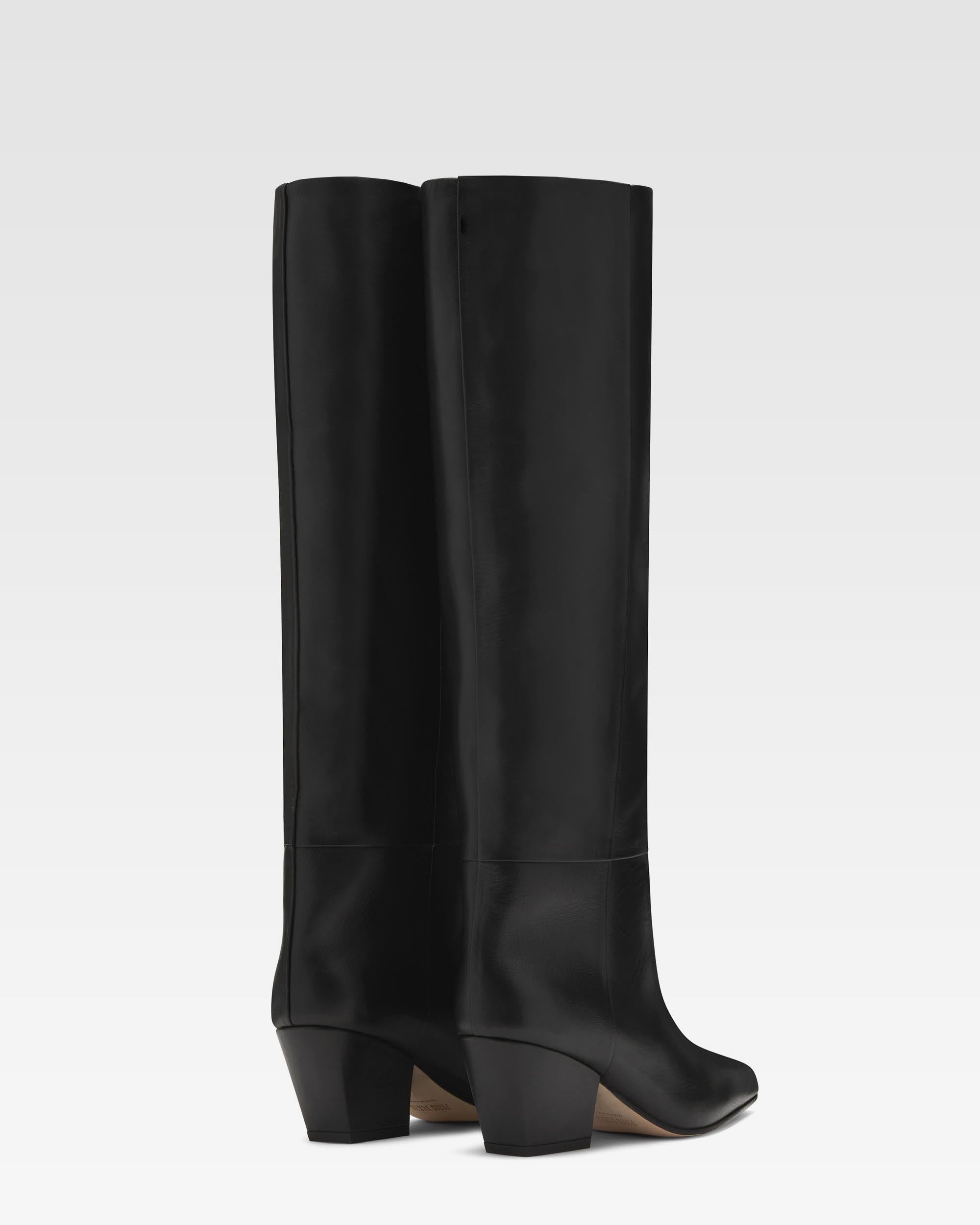 Bottes `a talon 60 en cuir nappa noir