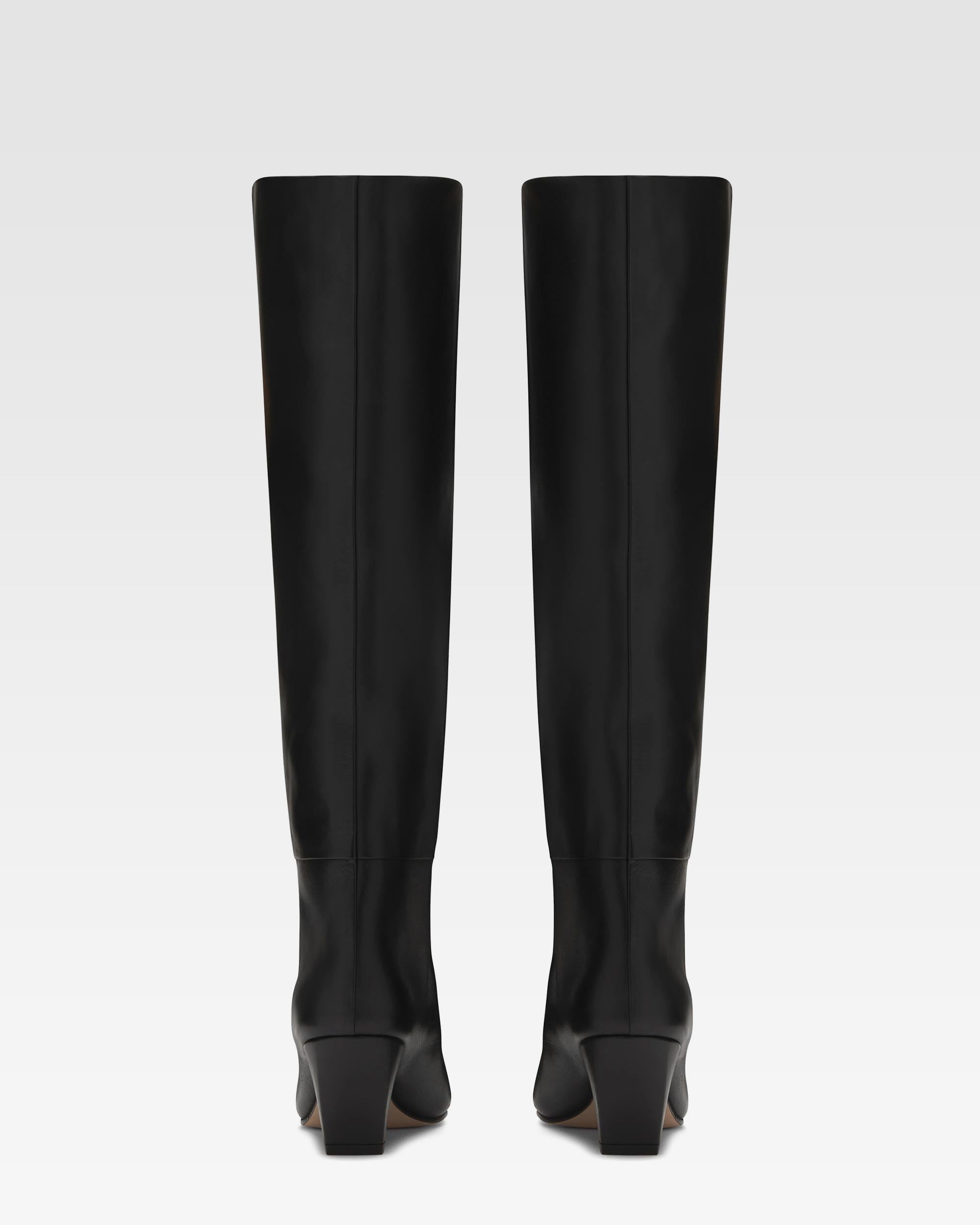 Bottes `a talon 60 en cuir nappa noir