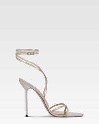 Sandales a lacets en cuir metallise argente — Platinum