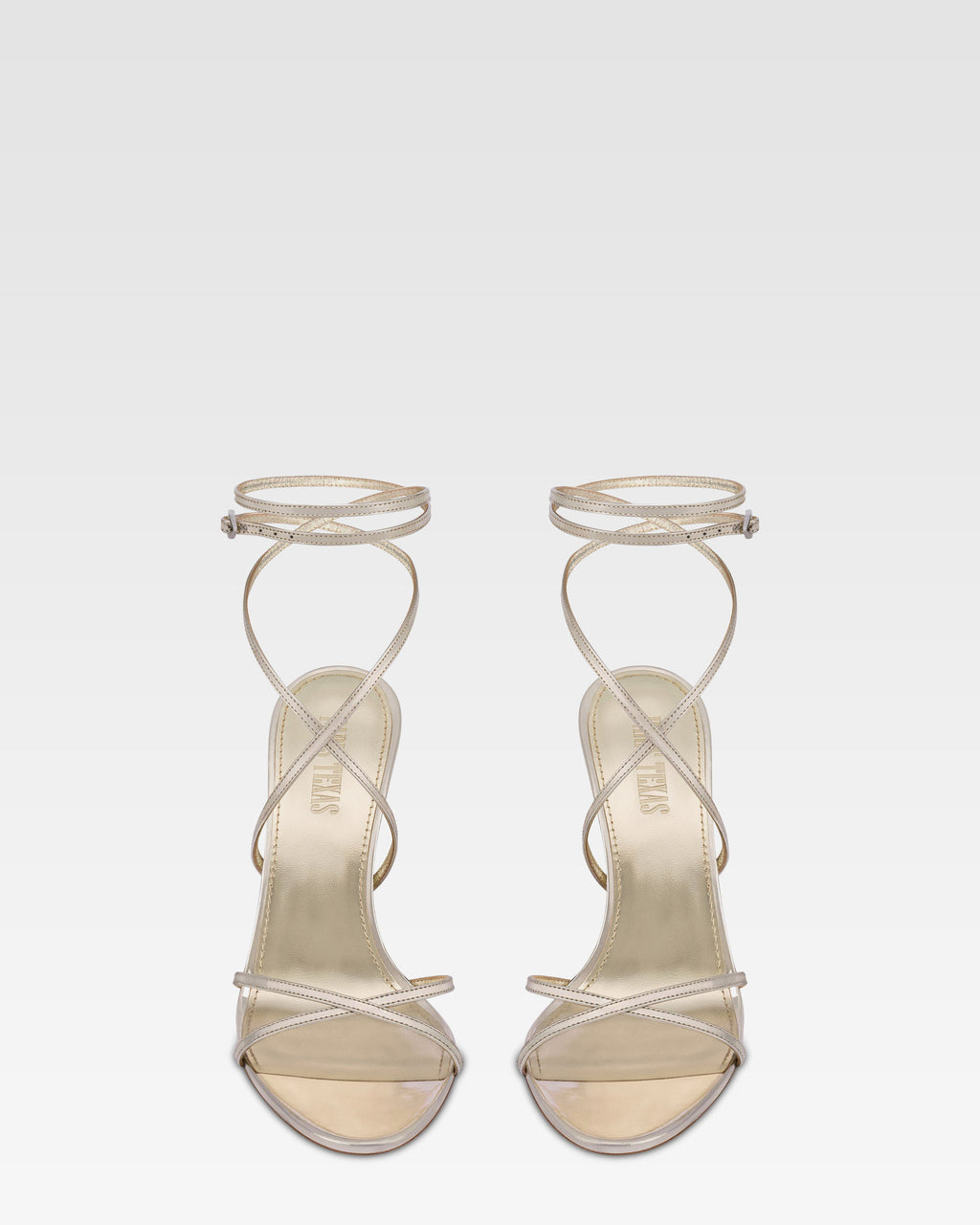 Sandales a lacets en cuir metallise argente