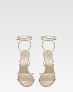 Sandales a lacets en cuir metallise argente