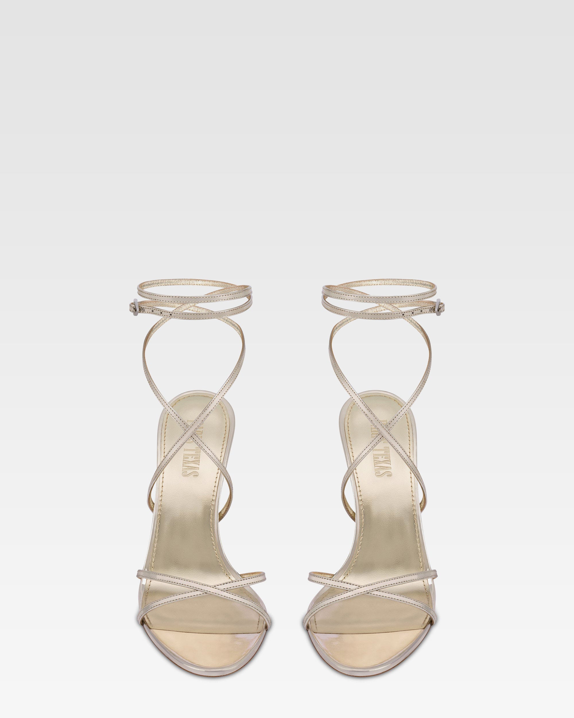 Sandales a lacets en cuir metallise argente