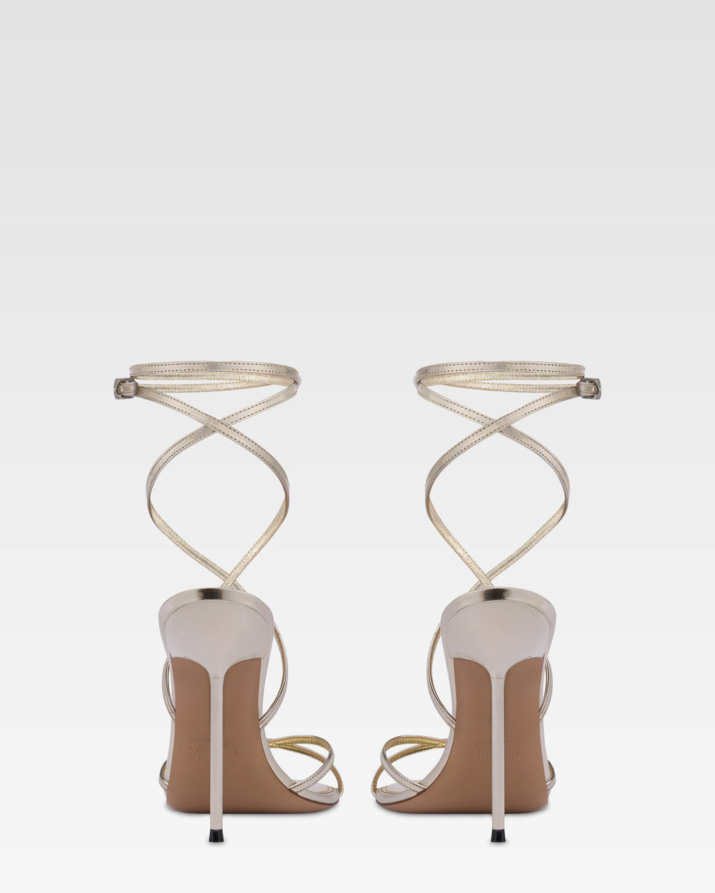 Sandales a lacets en cuir metallise argente