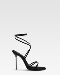 Sandales `a lacets en satin noir — Noir