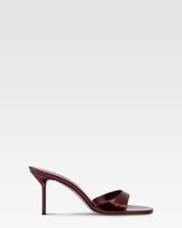 Silver mirrored leather mule — Maroon