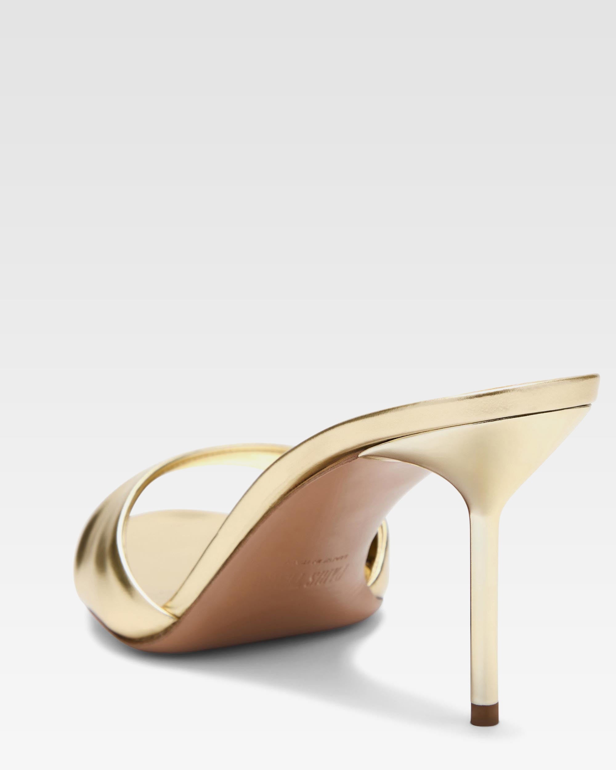 Mule de piel metalizada oro