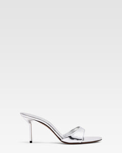 Silver mirrored leather mule