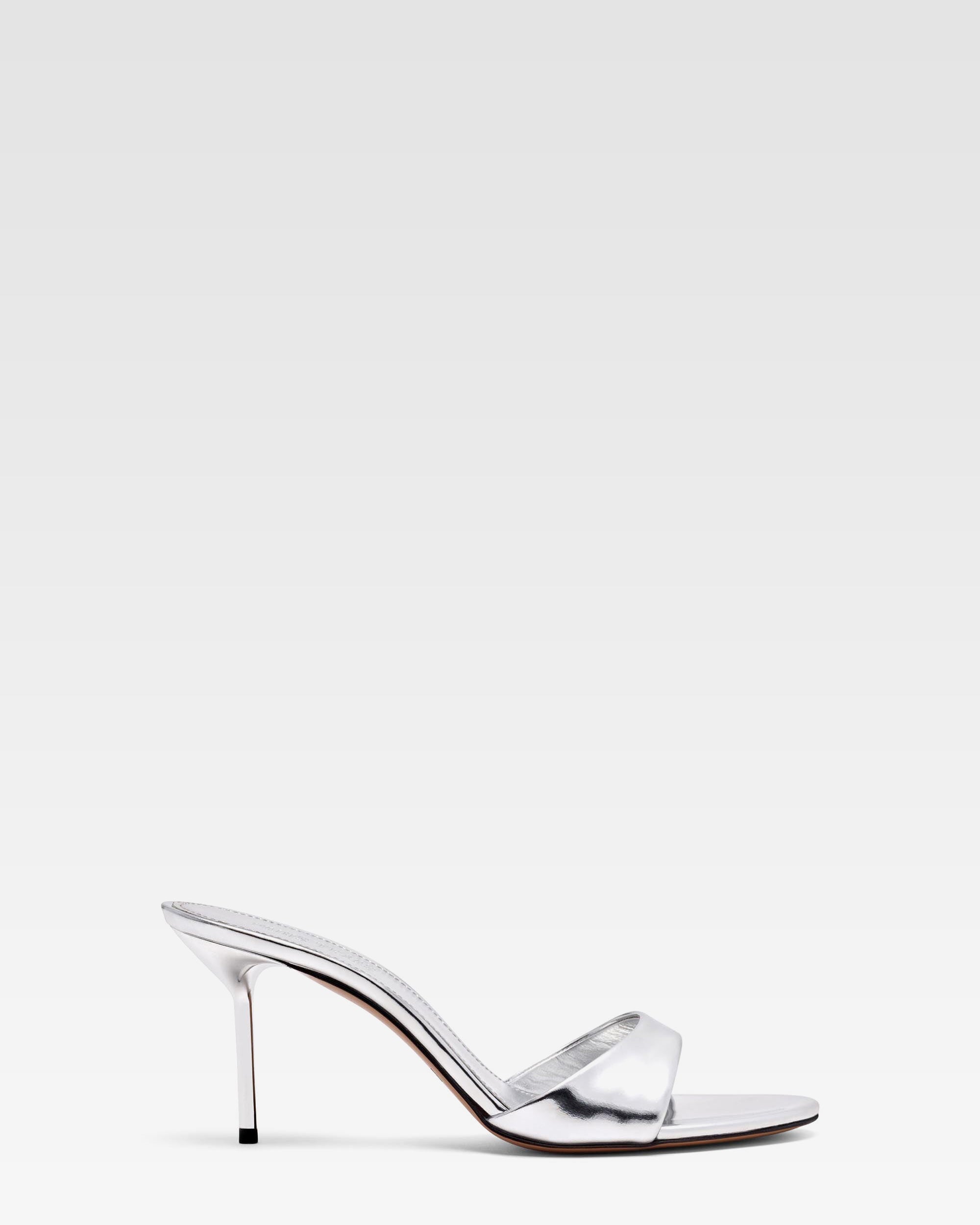 Silver mirrored leather mule