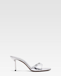 Silver mirrored leather mule — Silver