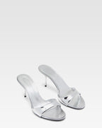 Silver mirrored leather mule