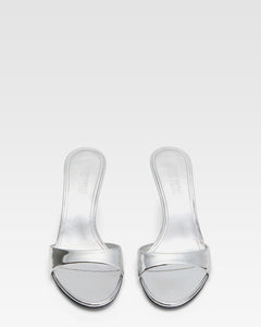 Silver mirrored leather mule