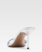Silver mirrored leather mule