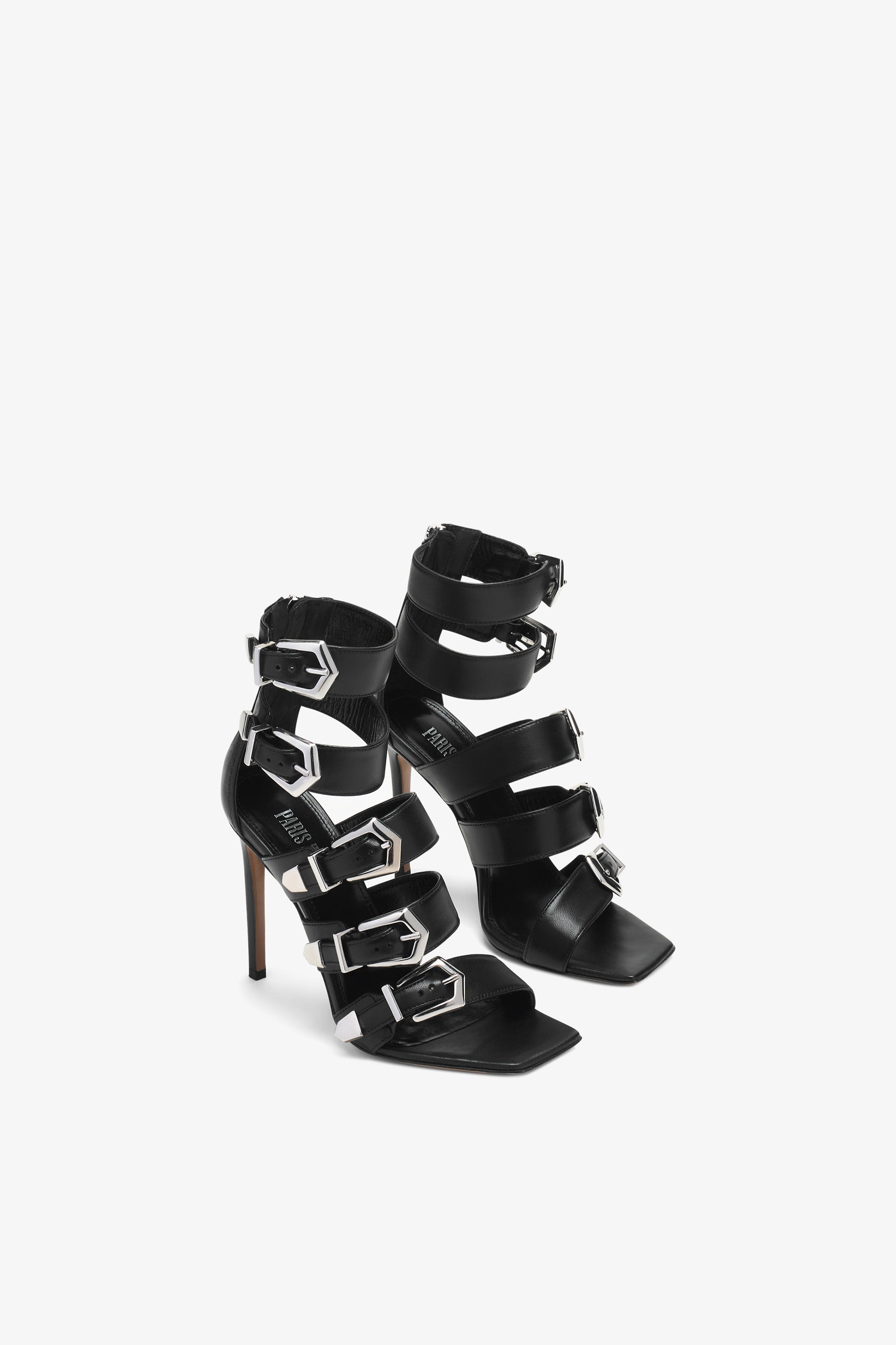 Black leather strappy sandal