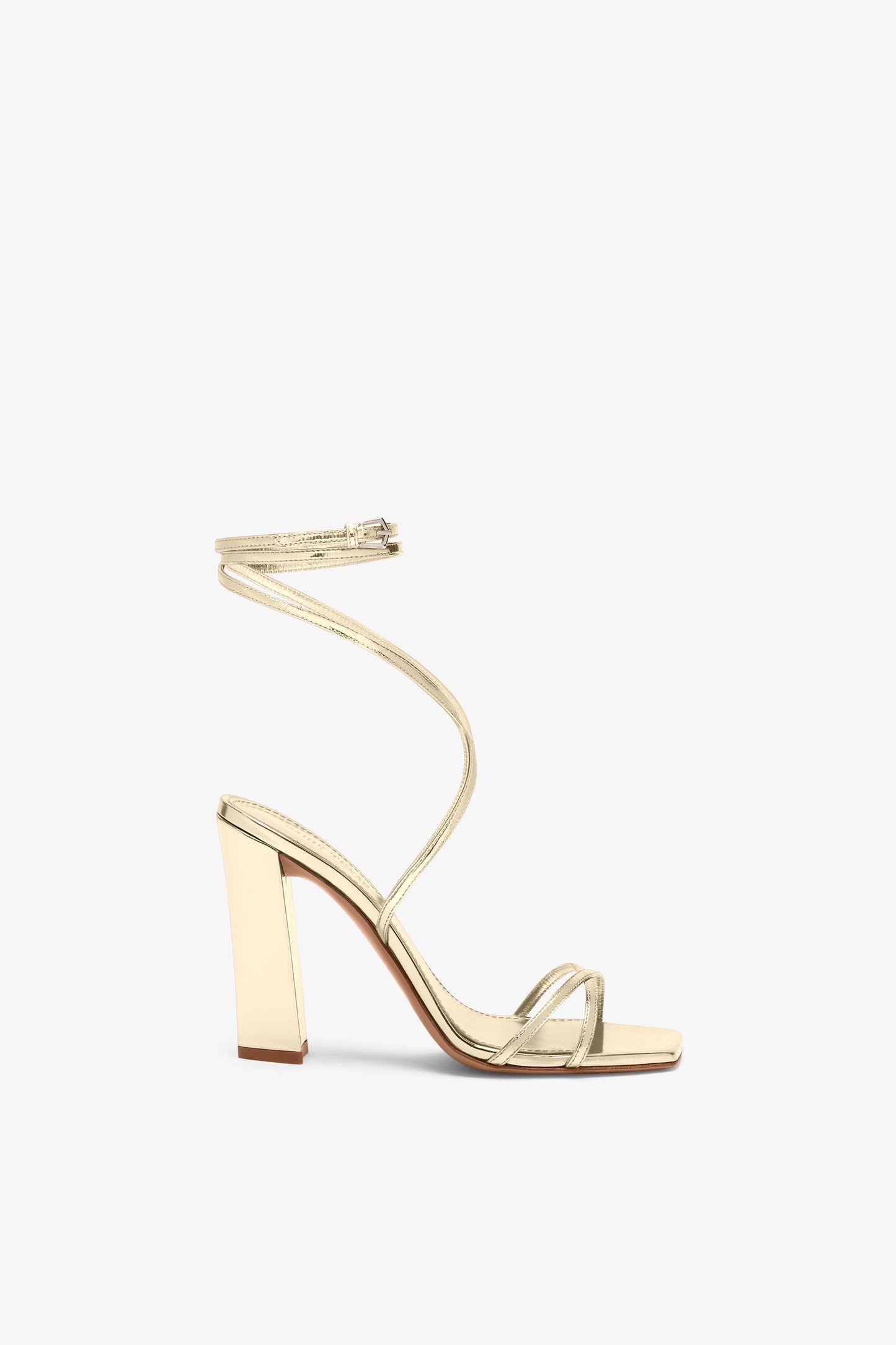 Gold mirrored leather sandal