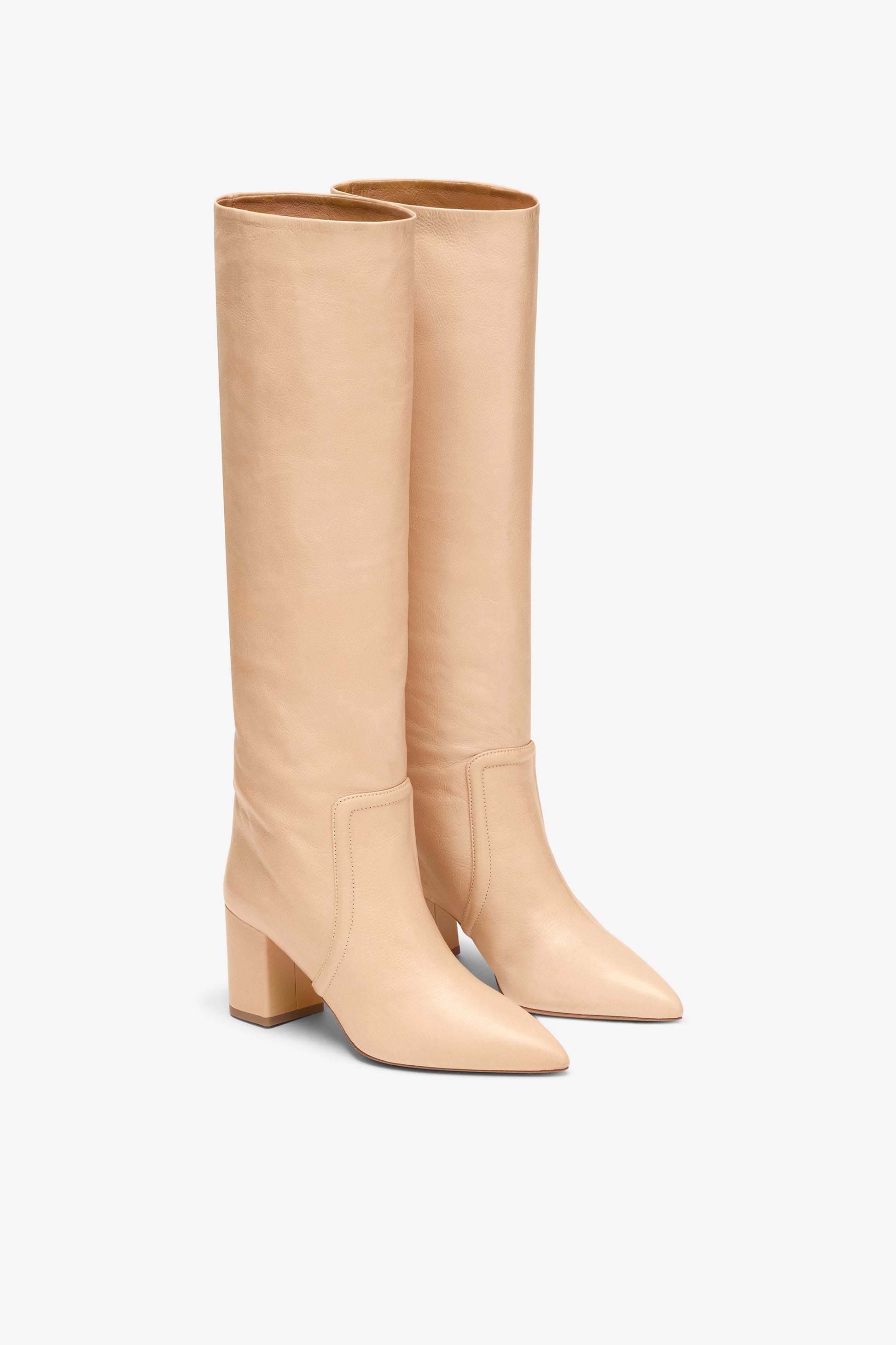 Powder leather knee-high boot