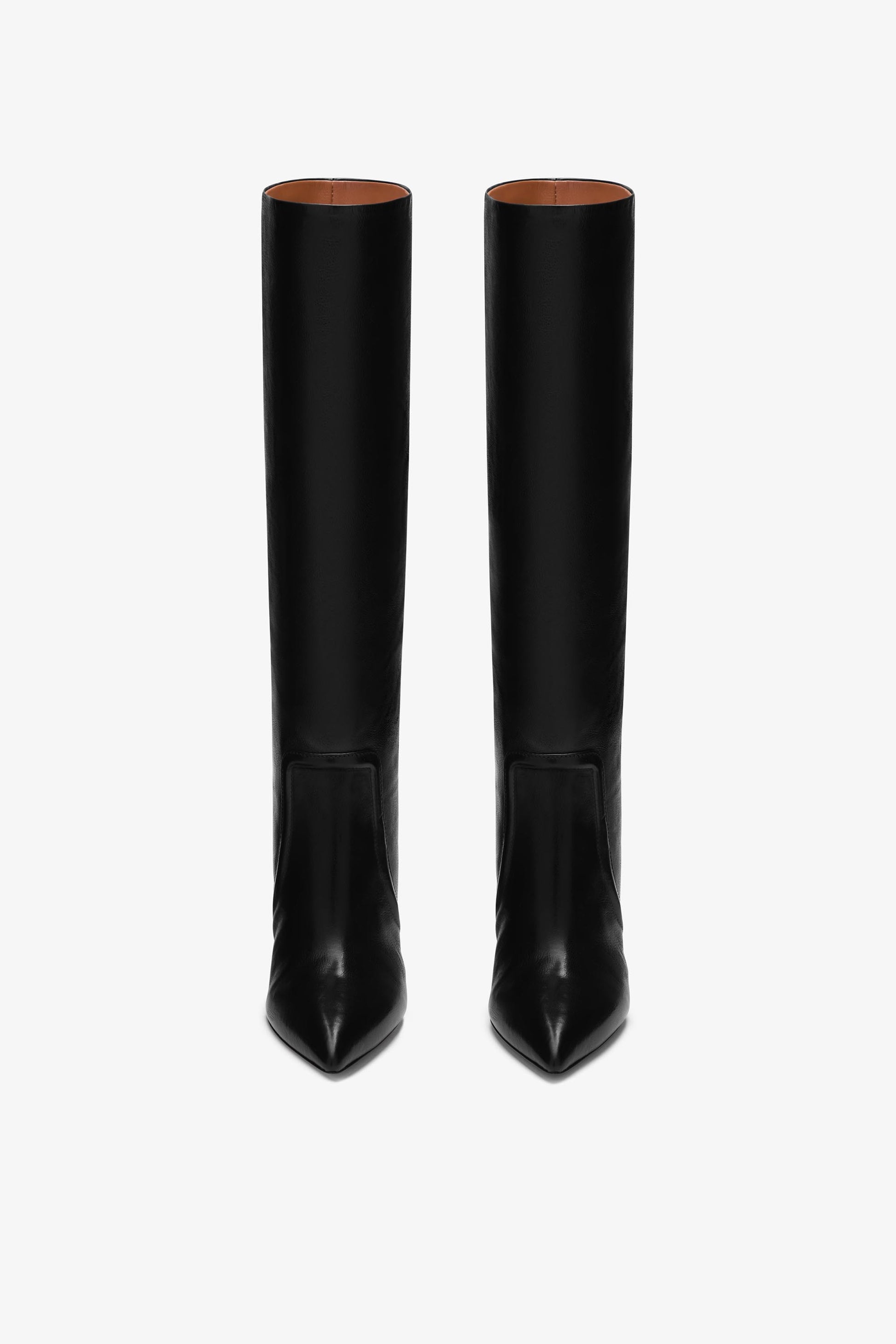 Black leather knee-high boot