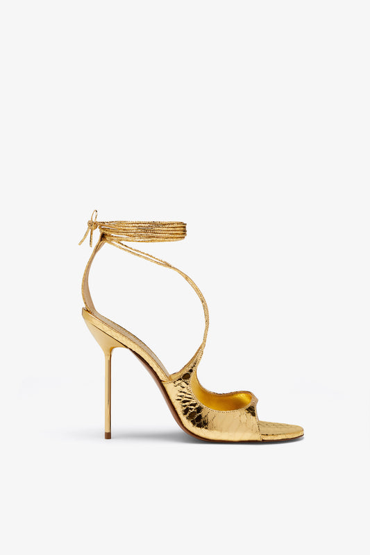 Gold embossed leather sandal