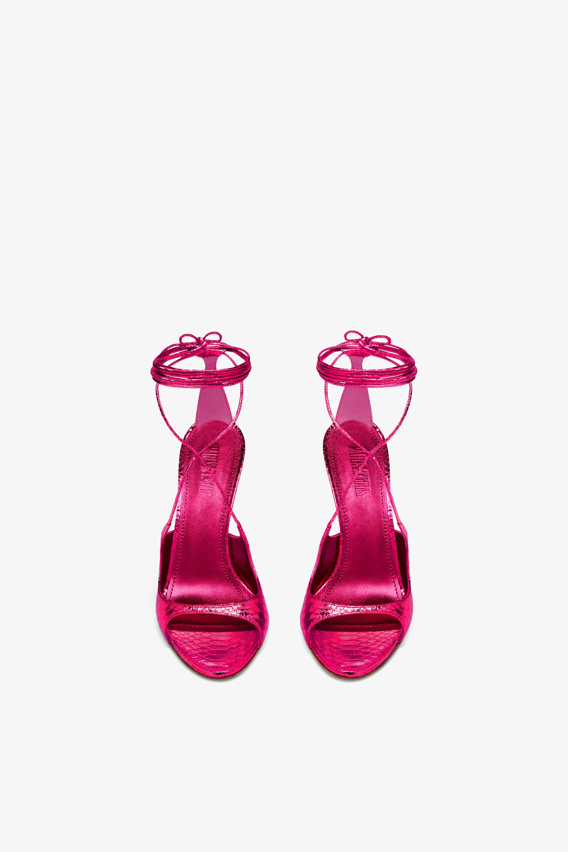 Sandale aus gepragtem Leder in Pink