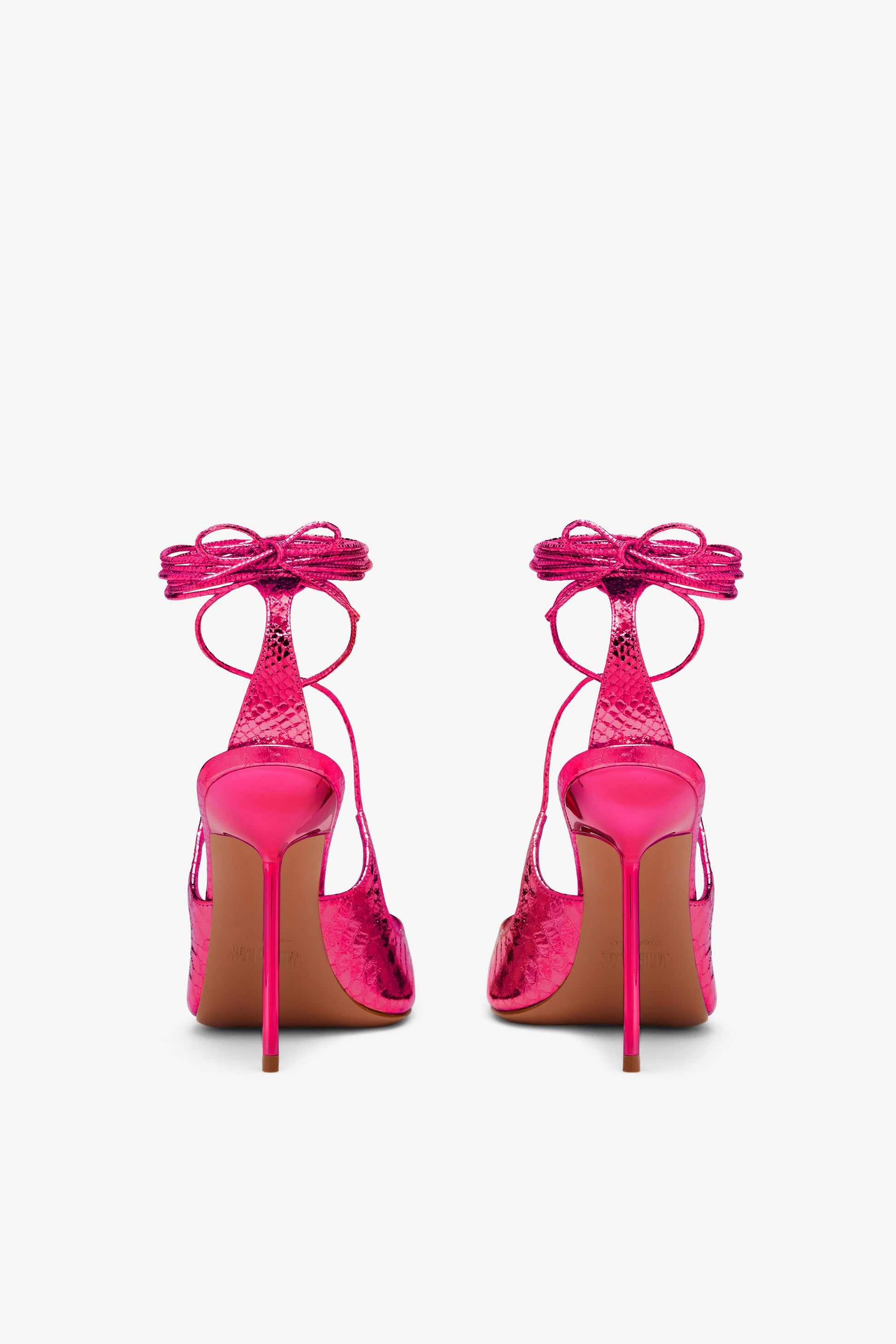 Pink embossed leather sandal