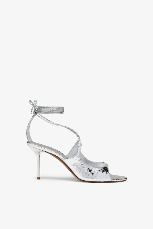 Silver embossed leather sandal