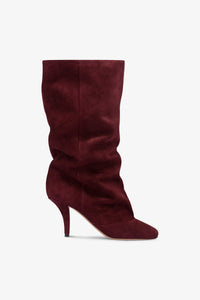 Mid calf boots in soft off black suede leather Paris Texas