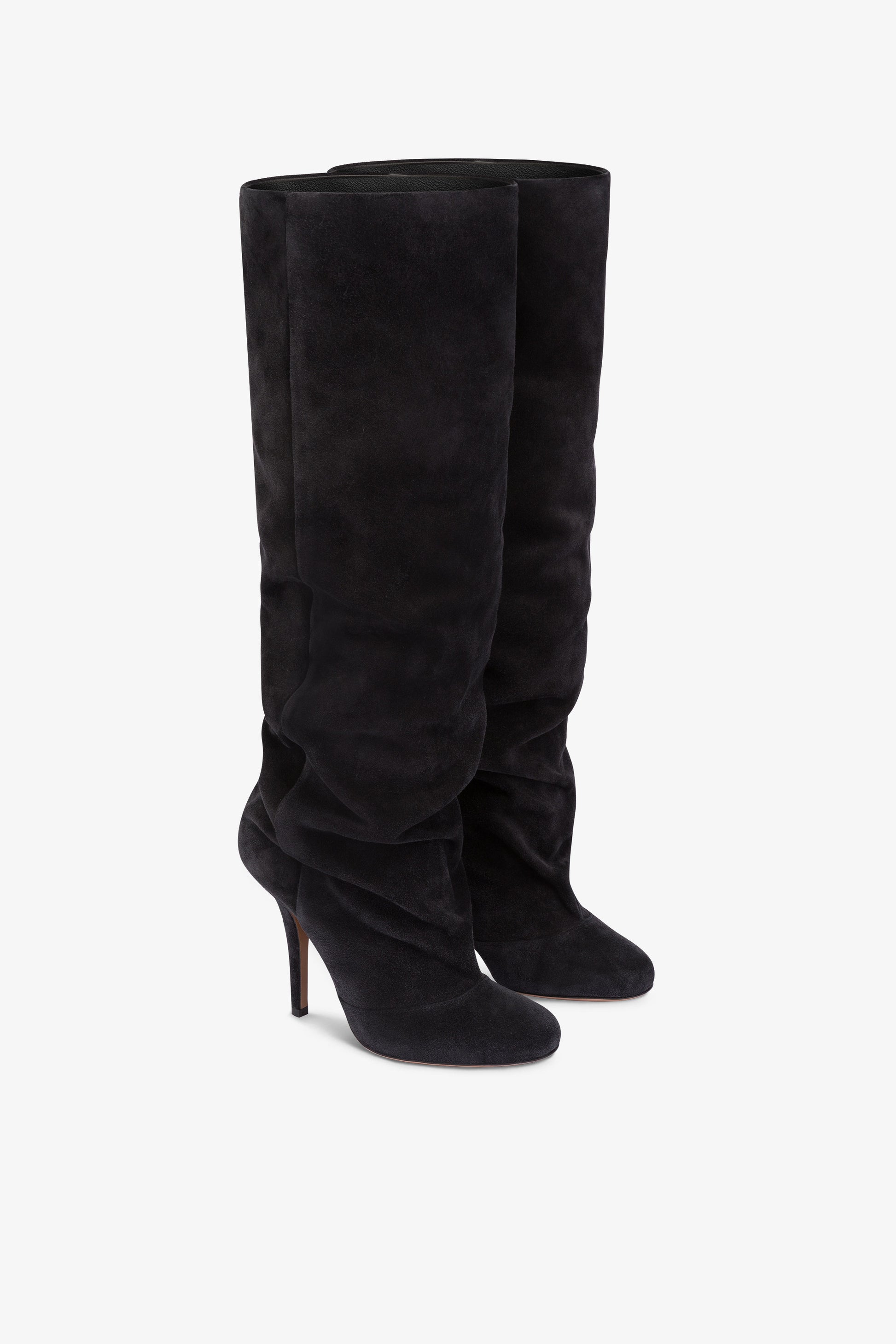 Knee-high boots in soft off-black suede leather