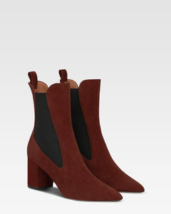 Stivaletti in pelle scamosciata mogano