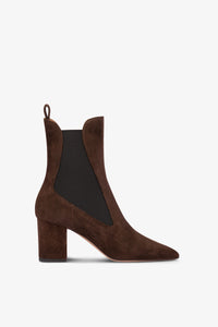 Bottines pointues en cuir suede doux et poivre