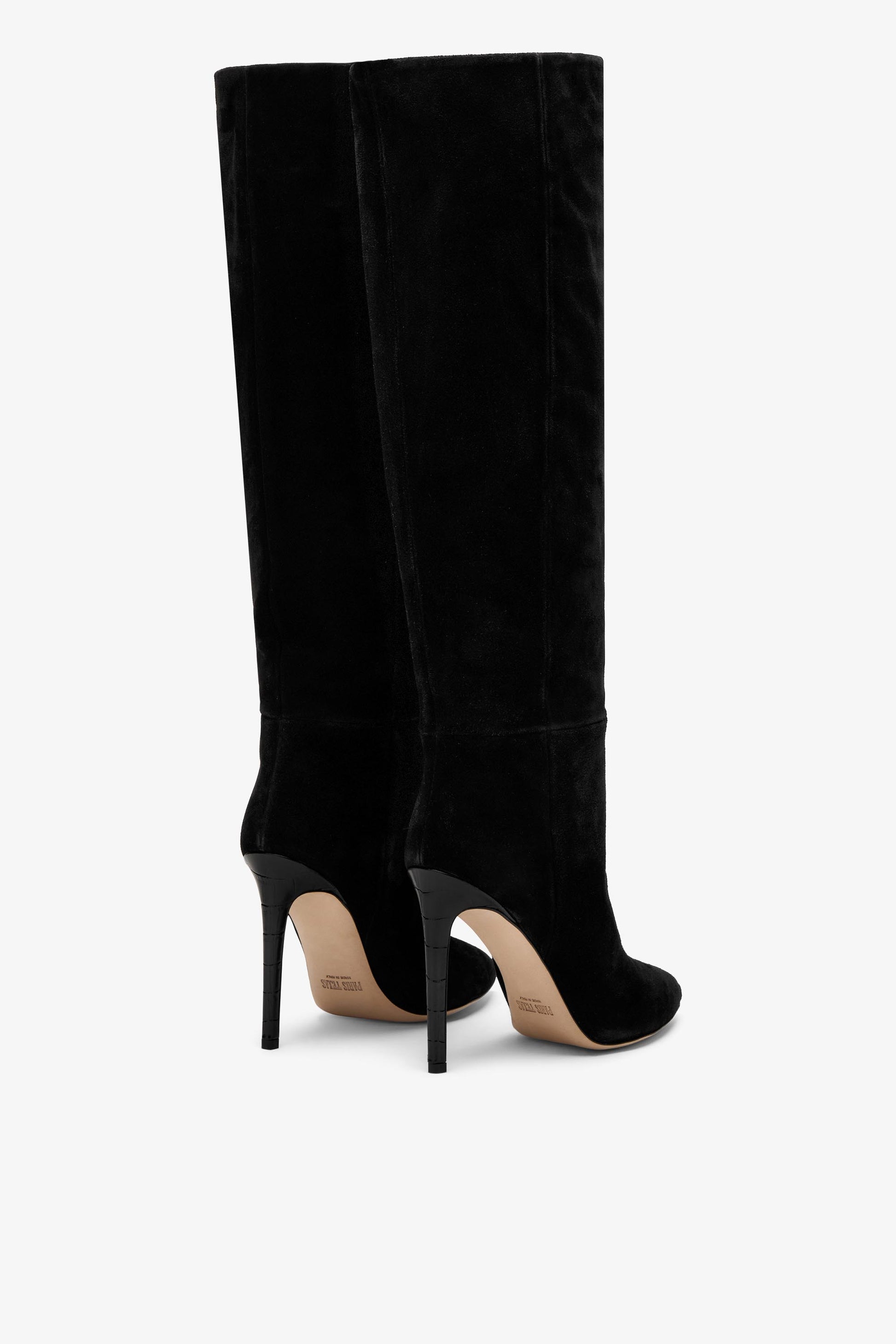 Stiletto-Stiefel aus schwarzem Kalbsveloursleder