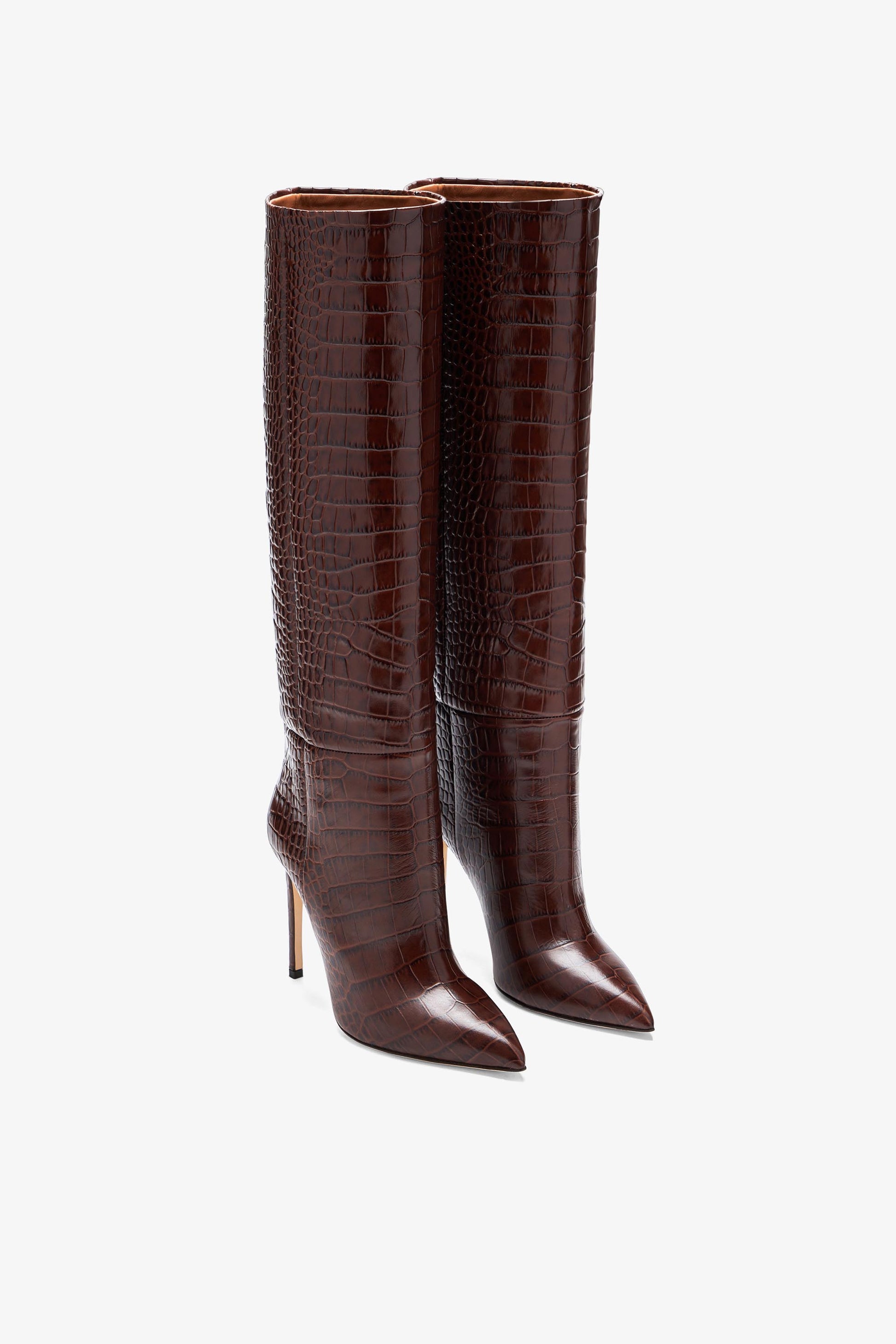 Choc brown embossed leather boot