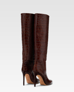 Bota de piel estampada marr'on chocolate