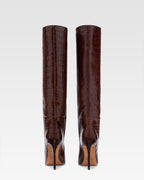 Bota de piel estampada marr'on chocolate