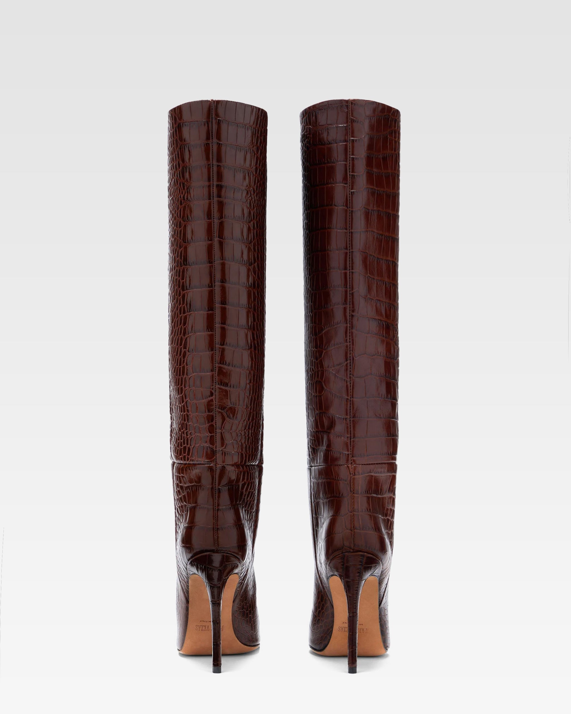 Bottes en cuir emboss'e marron chocolat