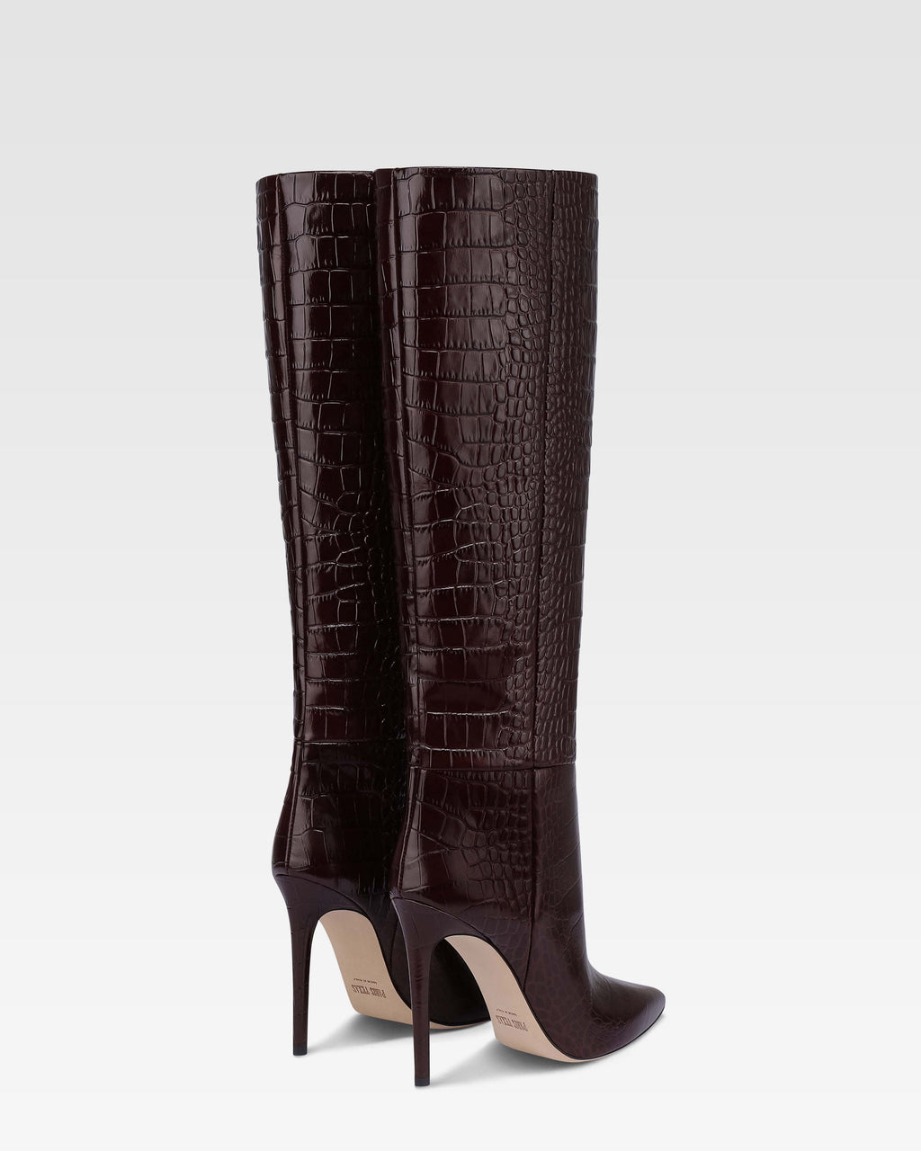 Bottes en cuir croco rouge sombre