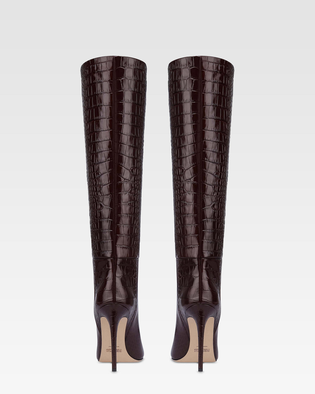 Bottes en cuir croco rouge sombre