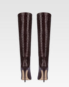 Bottes en cuir croco rouge sombre