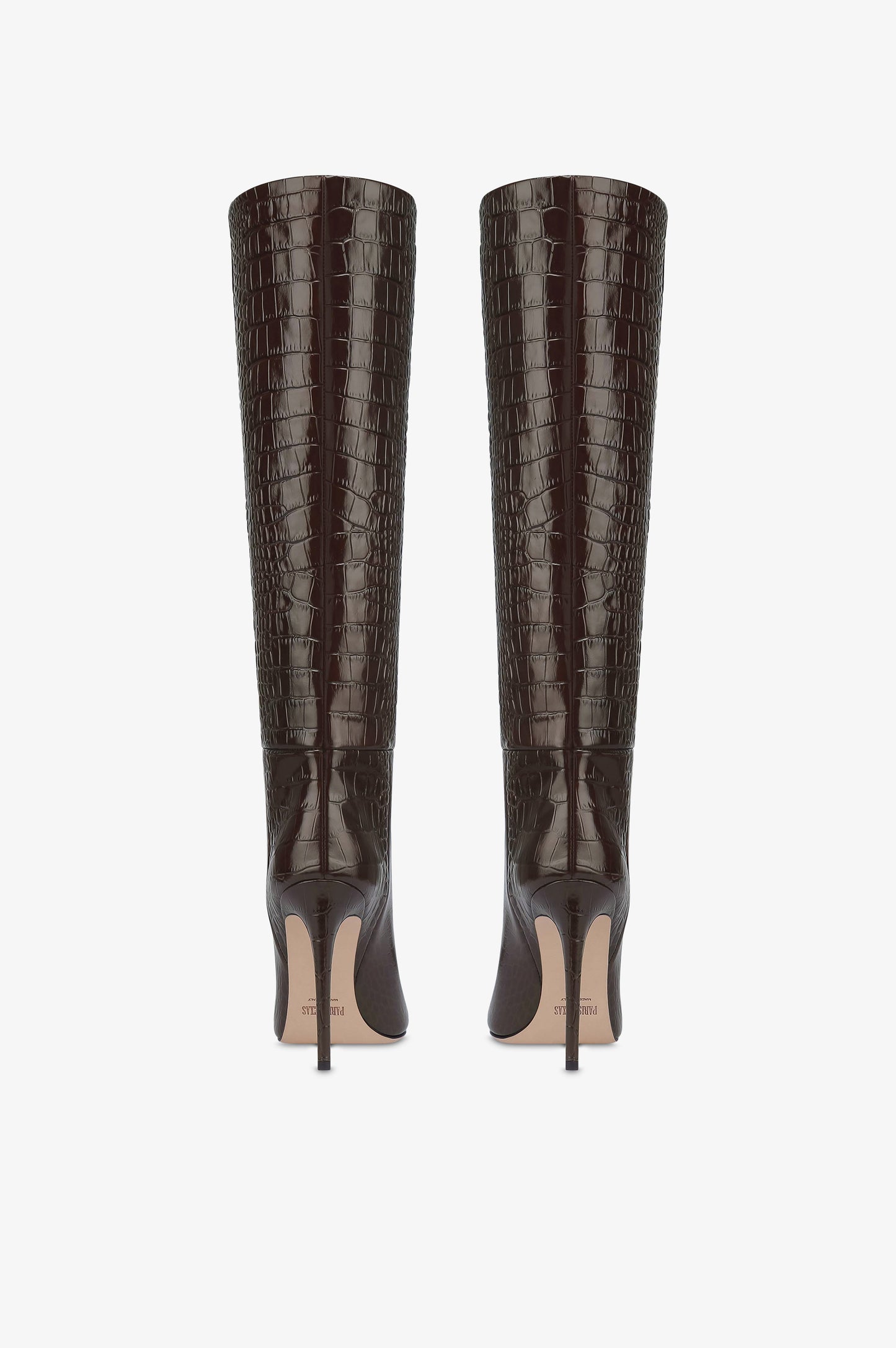 Botas de piel color ebano con estampado de cocodrilo