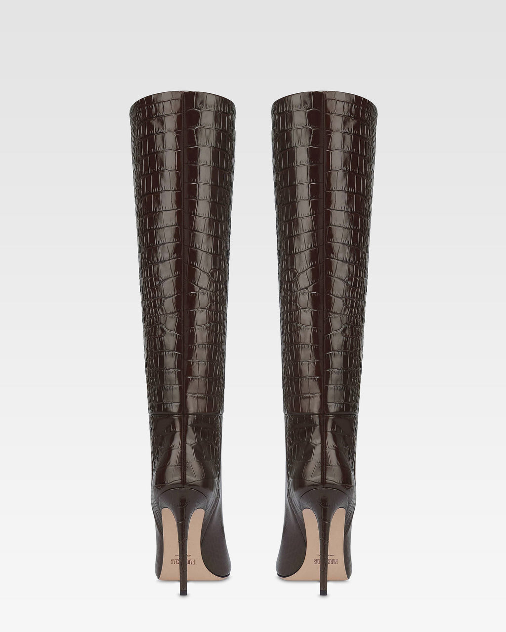 Bottes en cuir croco noir