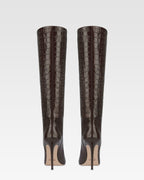 Bottes en cuir croco noir