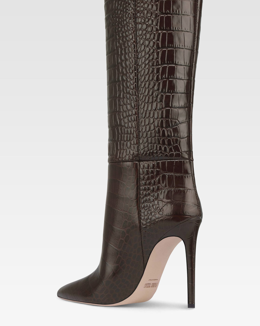 Bottes en cuir croco noir