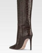 Bottes en cuir croco noir