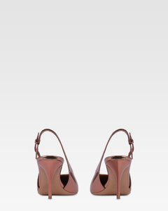 Slingbacks aus Spiegel-Leder in texanischem Rosa